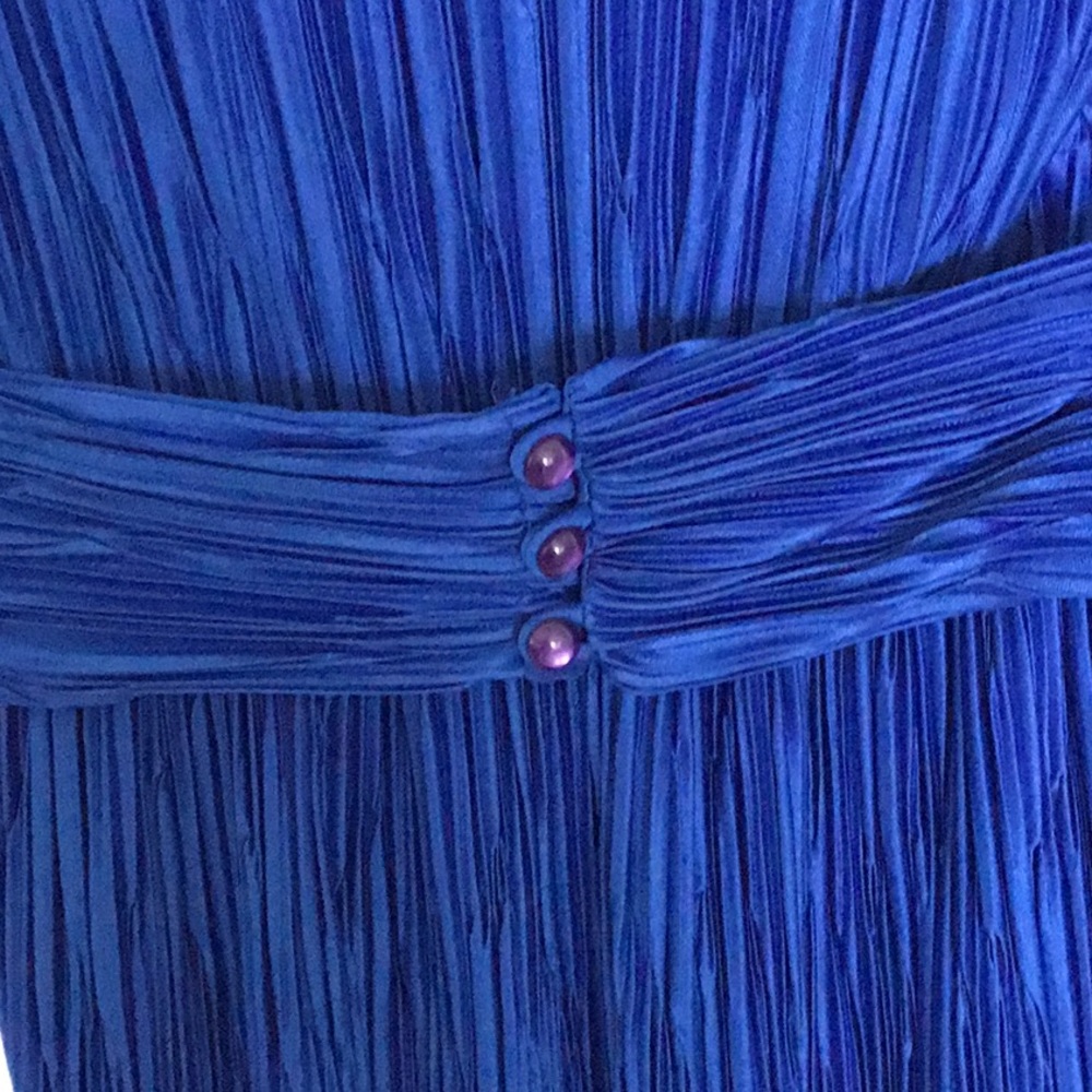 NWT Blue Liz Roberts Dress W/ Belt/buttons - Picture 6 of 8